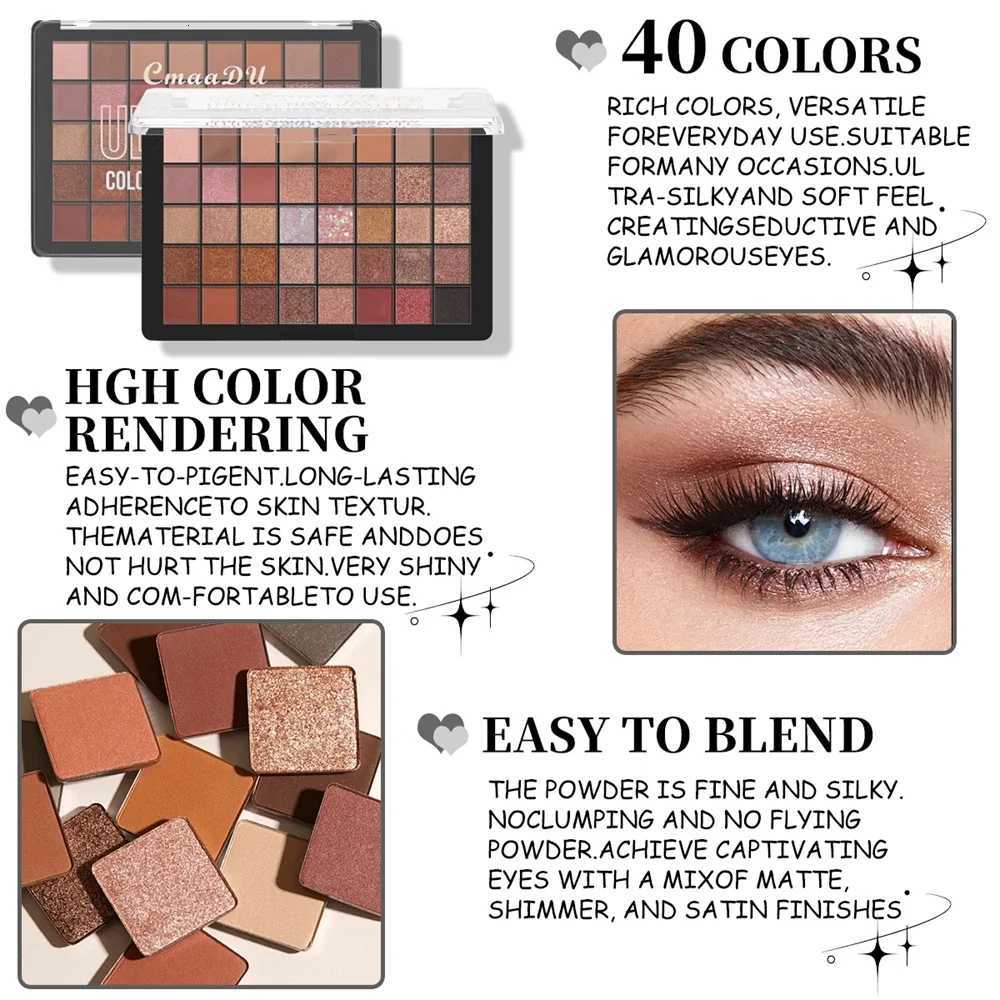 40 Color Eyeshadow Palette Purple Glitter Pearlescent Matte Eye Shadow Shimmer Makeup Long Lasting Women Beauty Eye CosmeticsT251122