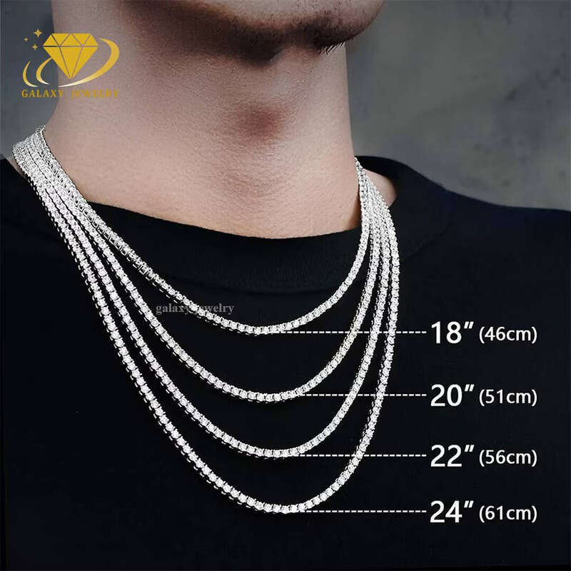 Pass Tester Real Sier Powdered Diaspore Tennis Chain Colorful Iced Bracelet Necklace Women's Jewelry