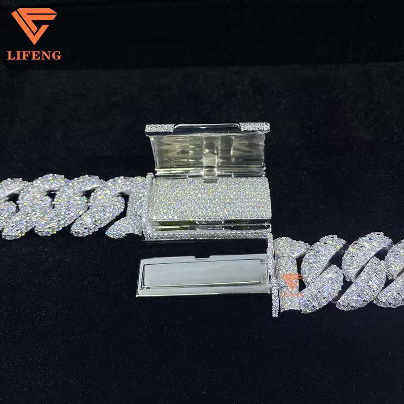 Heavy Thick Necklace Chaines 20mm Big Stone Cuban Link Chain Gra Iced Out VVS Moissanite 925 Silver Hip Hop Jewelry for Men