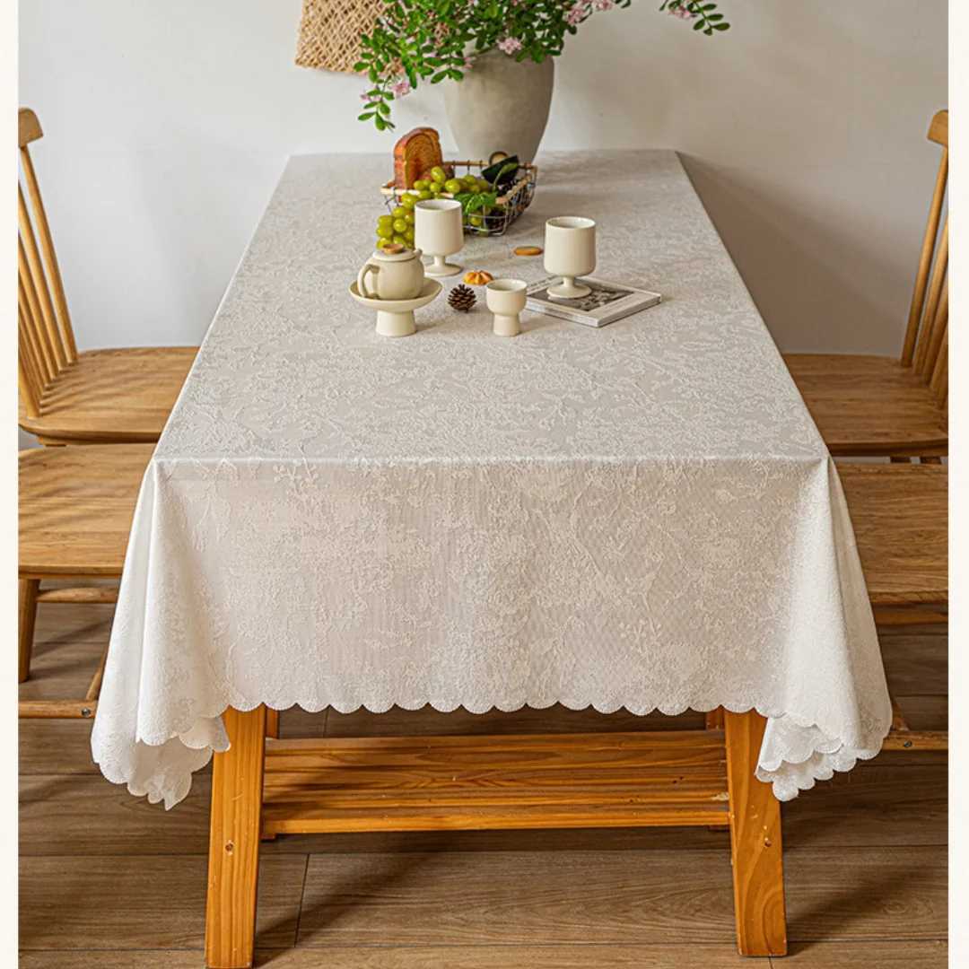 1pc Rural Style Lace Tablecloth Round Rectangular Tablecloth Restaurant Waterproof Tablecloth Coffee Table Kitchen Decoratio C251122