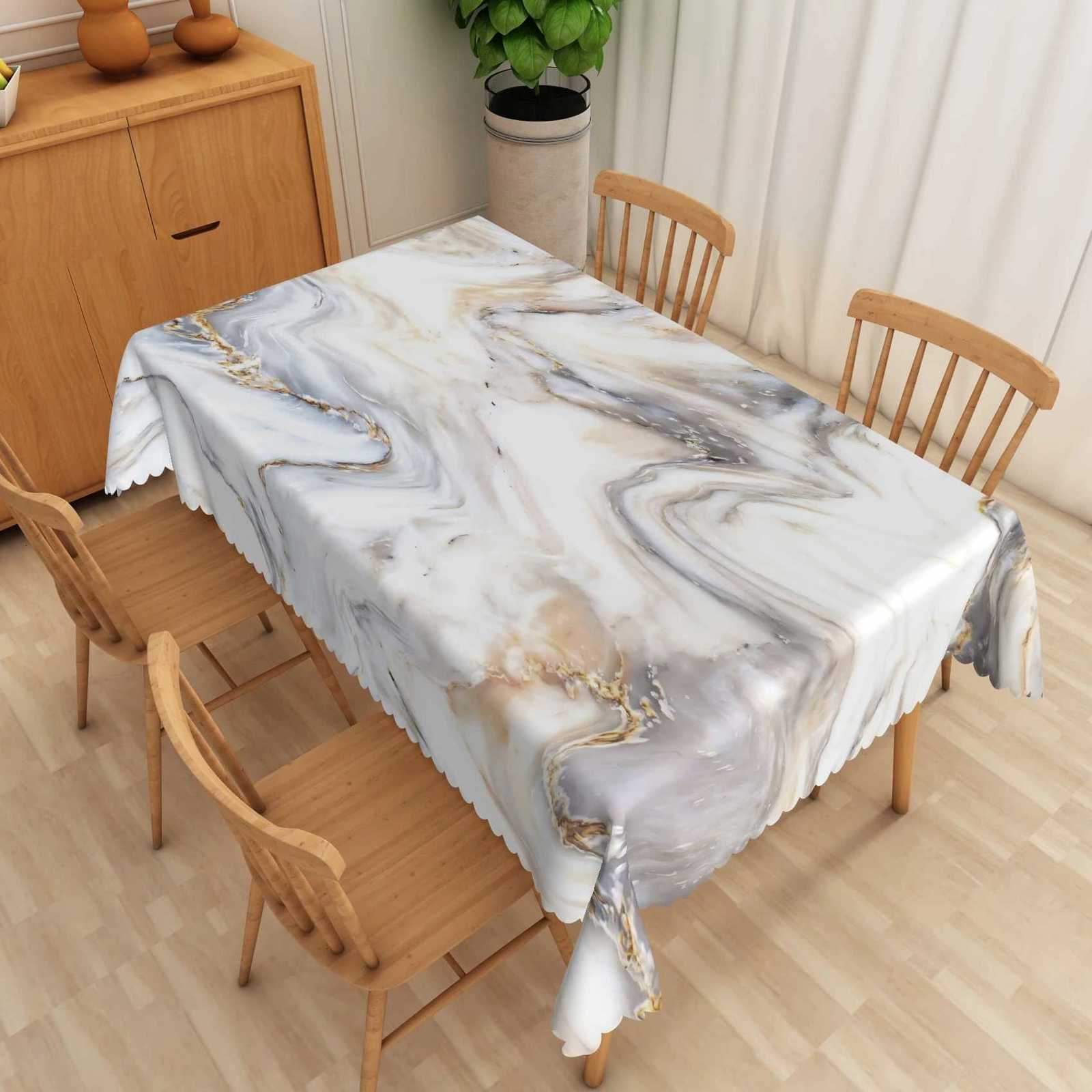 Marble Pattern Tablecloth Rectangular Polyester Dining Table Cover for Home Kitchen Restaurant Holiday Indoor/Outdoor Party C251122