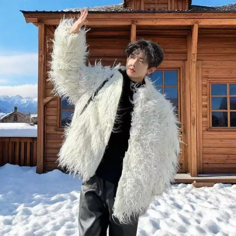 Autumn and winter warm fur highend vintage cotton coat long hair jacket fashionable mens womens 251103