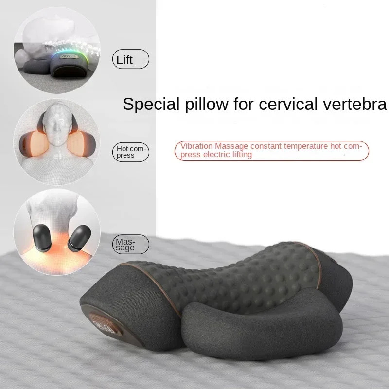 Electric Neck Massager Cervical Pillow Compress Neck Stretch Heating Vibration Neck Shoulder Massage Pillow Back Traction 251118