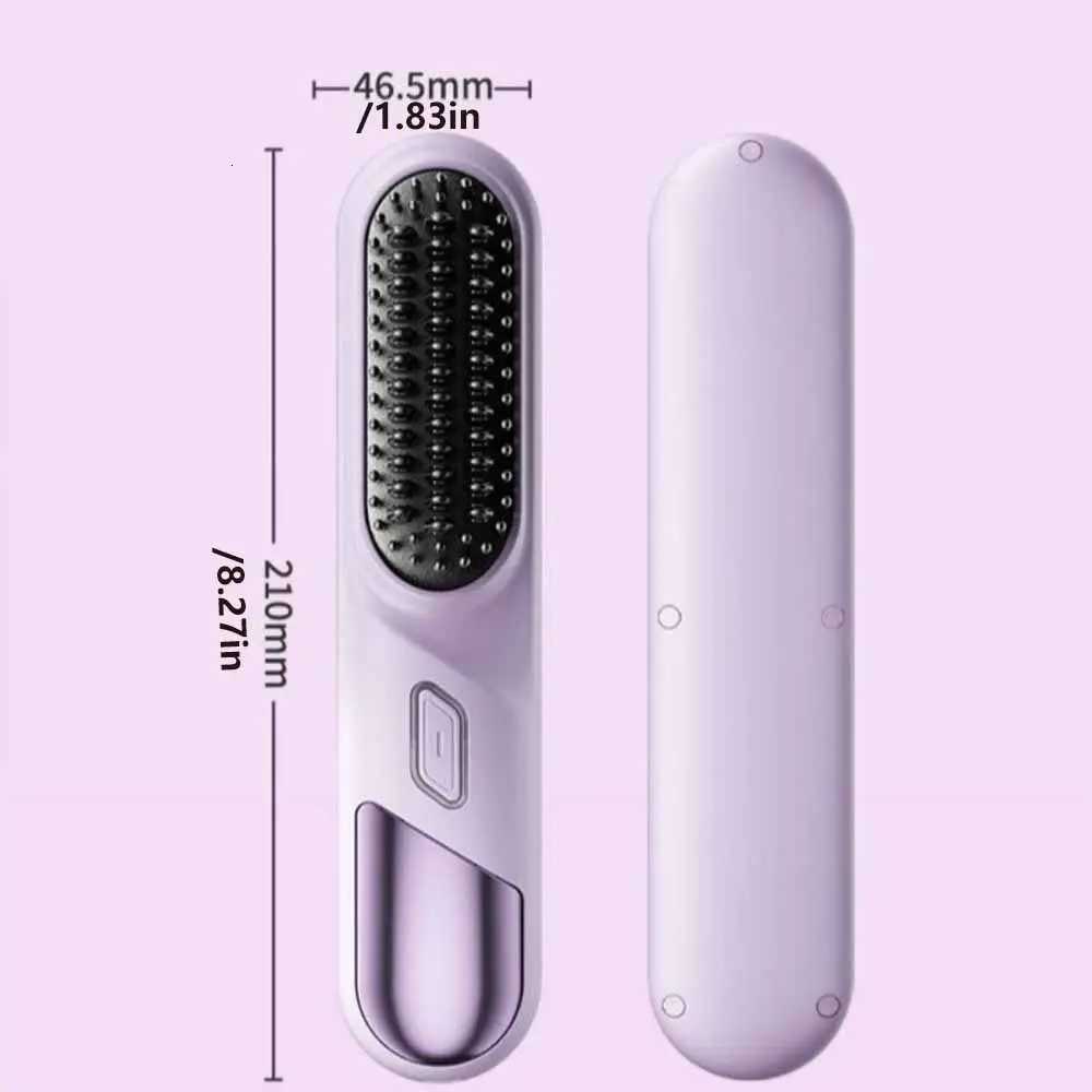 USB Rechargeable Wireless Hair Straighteners 4-Levels Temperature Heated Electric Hair Brush Anti-Scald DesignT251122