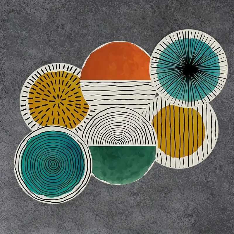 6 pieces/set of circular patterned wooden anti-slip coasters suitable for home offices and theme party decoration C251122