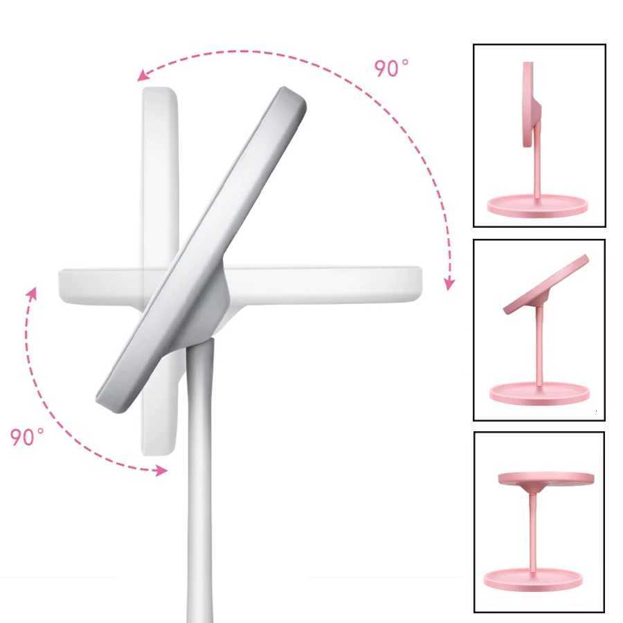 Foldable Portable LED Makeup Mirror 3 Lighting Modes Touch Dimmable Table Lamp USB Recharge Fill Light Mirror Light with Tray M251122