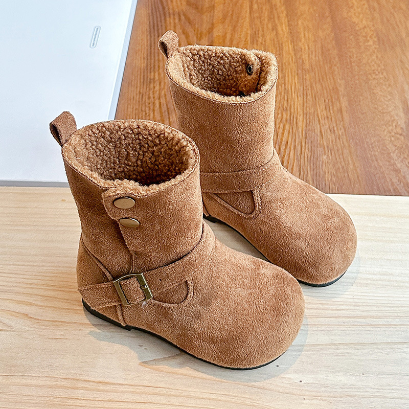 New designer shoes retro foldable suede boots winter new Korean girls wool lined cotton boots midsole Martin boots
