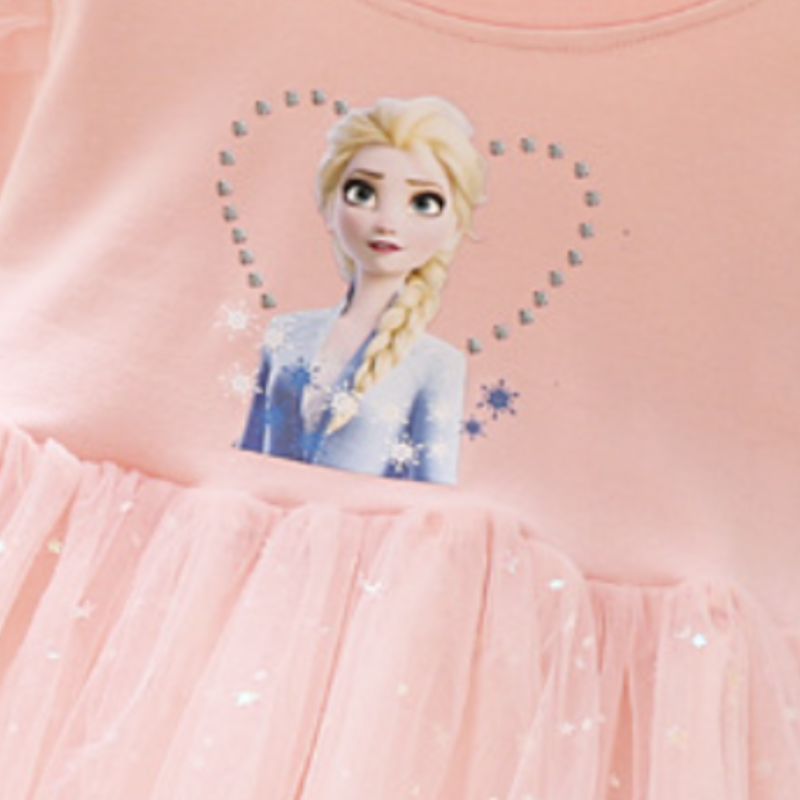 DISNEY kids designer clothes Girl's cotton long-sleeved mesh dress little girl's star Elsa princess dress children's designer clothing 