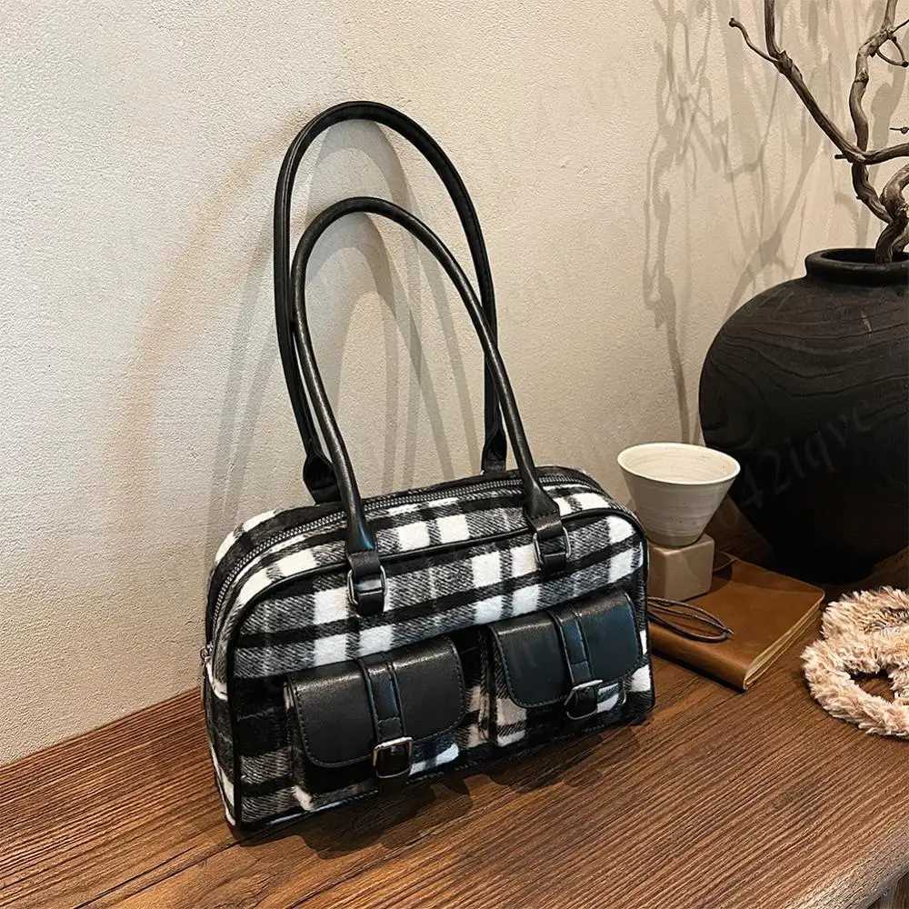 Women Leather Shoulder Bag with Double Pockets Clutch Purses Tote Handbags Simple Large Capacity Underarm Pouch Boston Hobo BagT251122