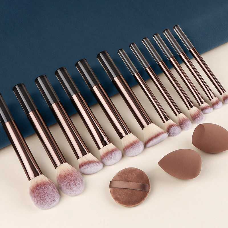 12pcs Professional Makeup Brush Set Eyeshadow Powder Blush Brushes 2pcs Makeup Sponges makeup brushes set premium C251122