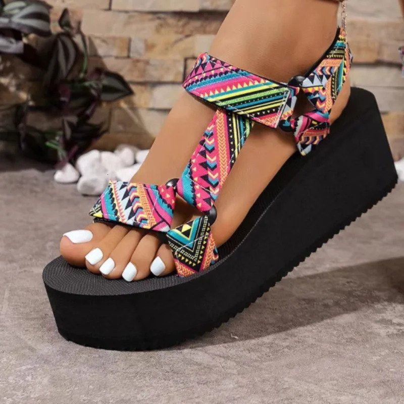 Womens Summer Thick soled Shoes Comfortable Cloth Beach Sandals Set Foot Exposed Toes Light Casual Slippers Zapatos 250421BJ - view 3