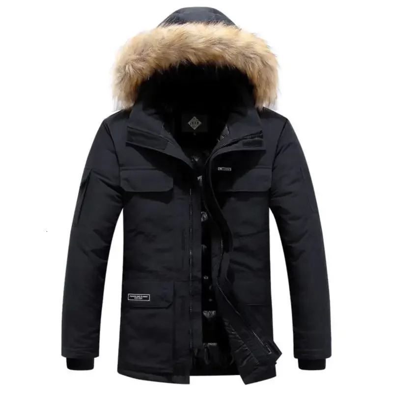 Male Keep Warm Fur Collar White Duck Down Winter Jacket 30 Degree Parkas Men Windproof Hooded Thicken Multipocket Coat 251110