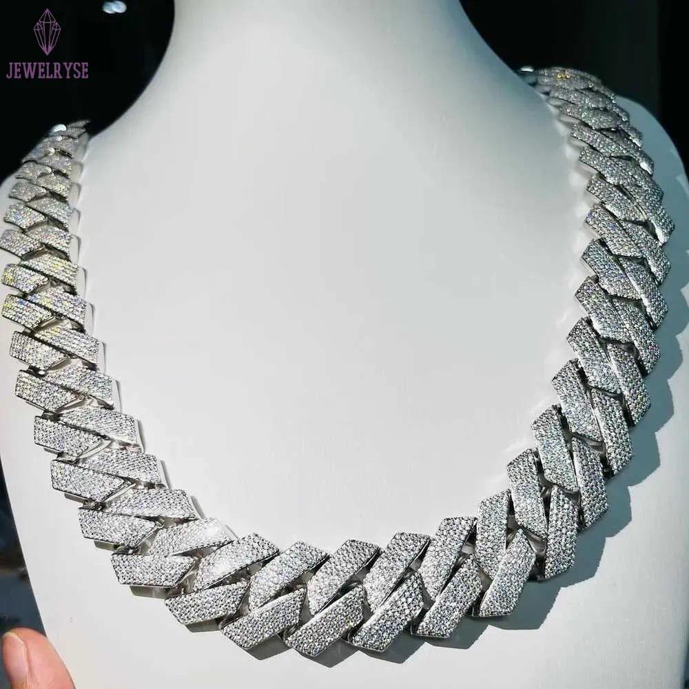 moissanite chain Cuban Link Chain Custom chain Pendant Necklaces Pass Diamond Test Vvs Moissanite Diamond Hip Hop Men Jewelry