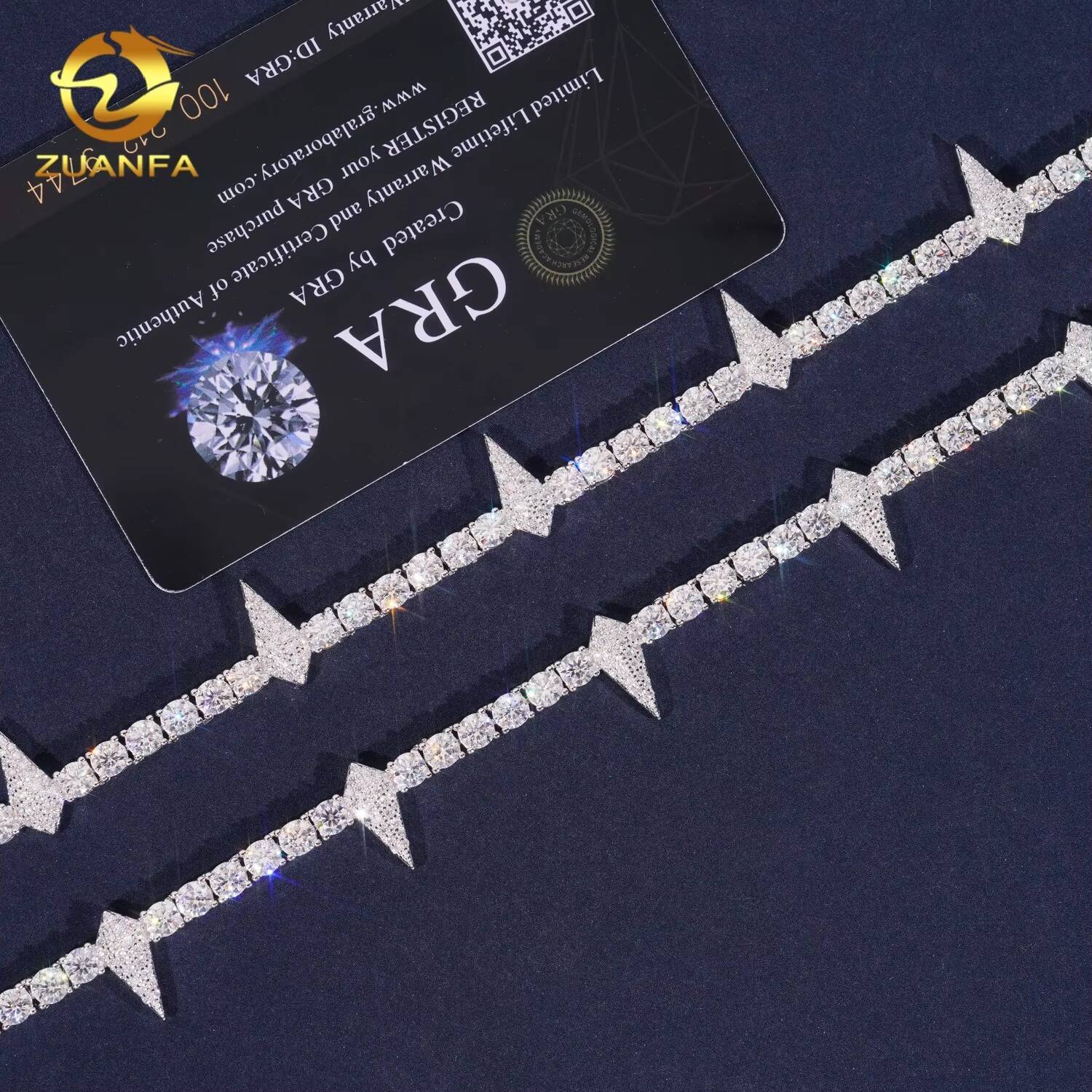 Hip Hop Jewelry Luxury High Quality 925 Silver Thorn 4mm VVS Moissanite Tennis Chains Necklace