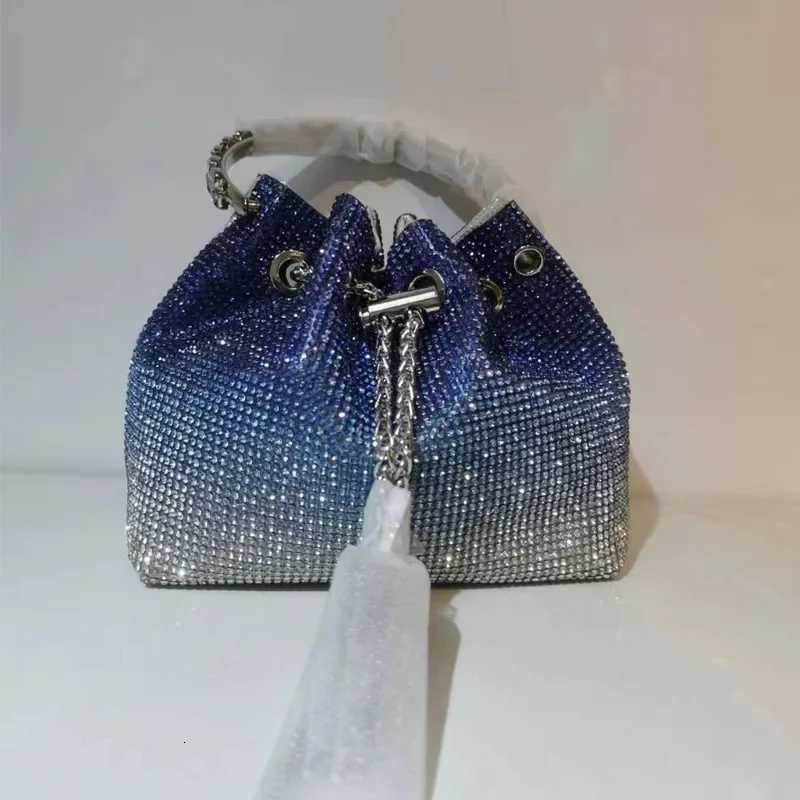 2024 Elegant Womens Fashion Bucket Bag Full Diamonds Sparkling Embroidery Shoulder Purse Hard Material K251121