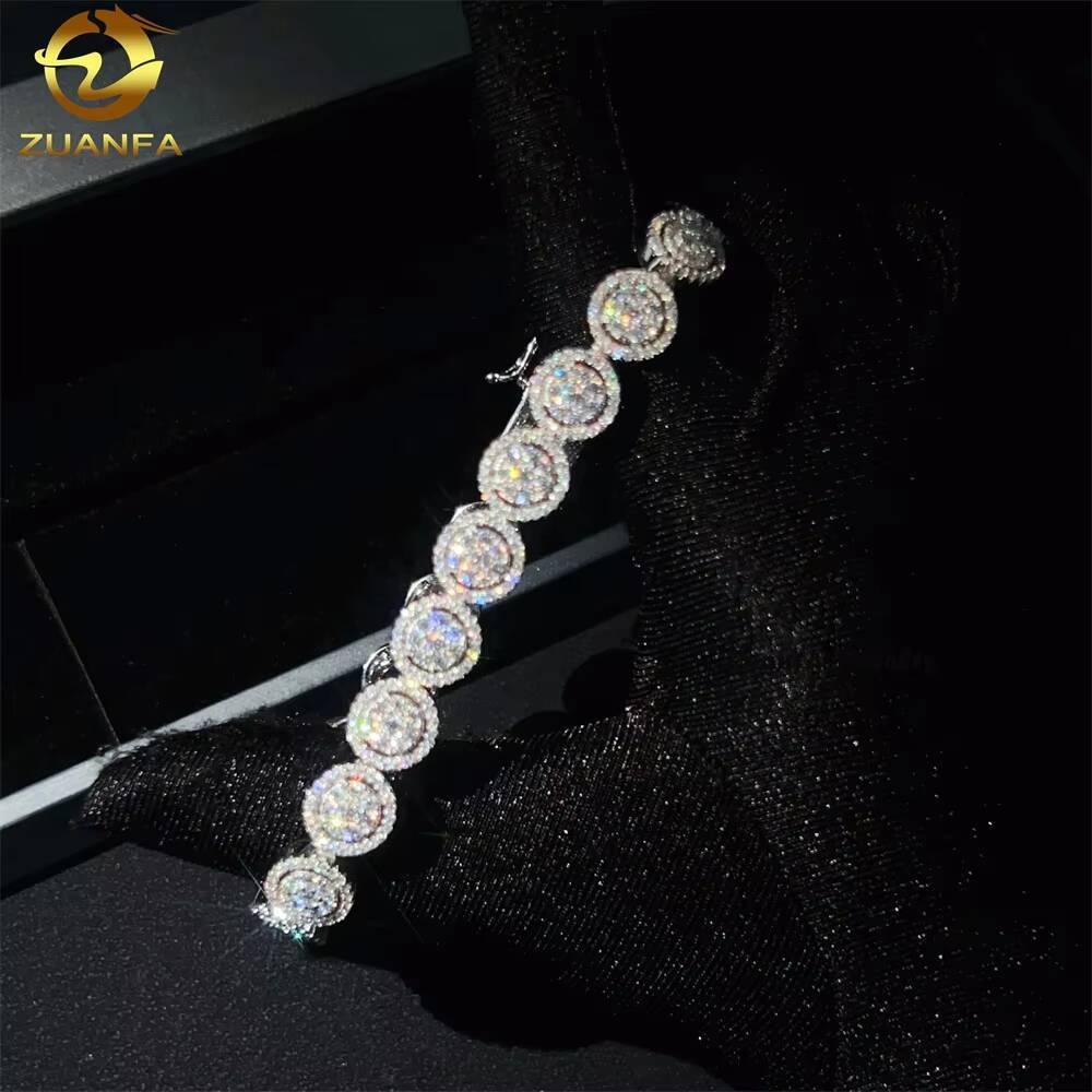 Sterling Silver 925 Necklace Vvs Moissanite Hip Hop Iced Out Jewelry Tennis Bracelet Chain