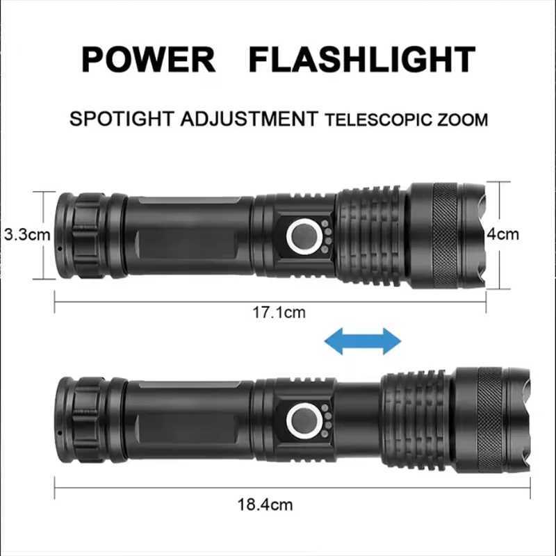 2025 Outdoor Rechargeable High-Power LED Tactical Flashlight Aluminum Alloy Body with Telescopic Zoom for Camping Fishing C251122