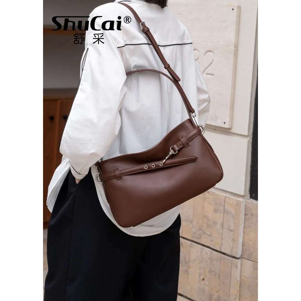 Cowhide Fashion Women Large Shoulder Bags Designer High Quality Leather Ladies Coffe Corss Bag Black White Brown New Bag