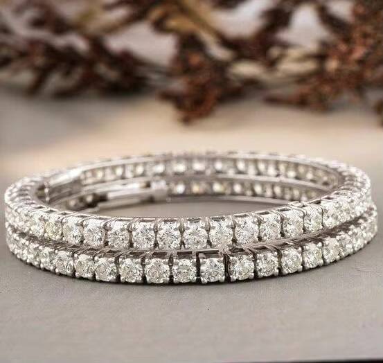 4MM Moissanite Bracelet Iced Out Jewelry S925 Silver White Gold Plated VVS Diamond Moissanite Tennis Bracelet