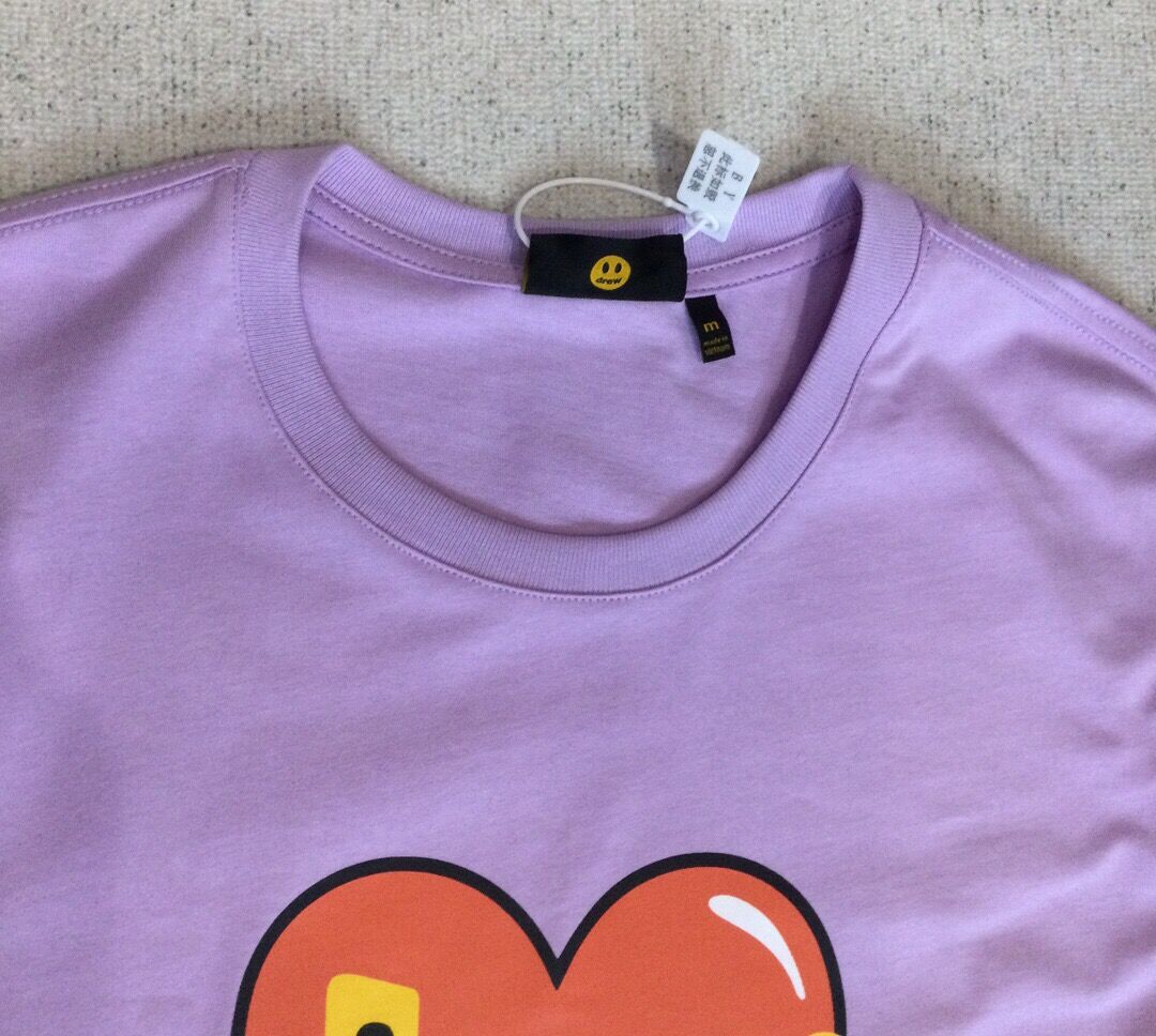 Drew House Drew Love Letter Logo Print Bieber Smiling Face Fashion Brand Loose Simple Versatile Couple Short Sleeve Women's T-shirt Men's