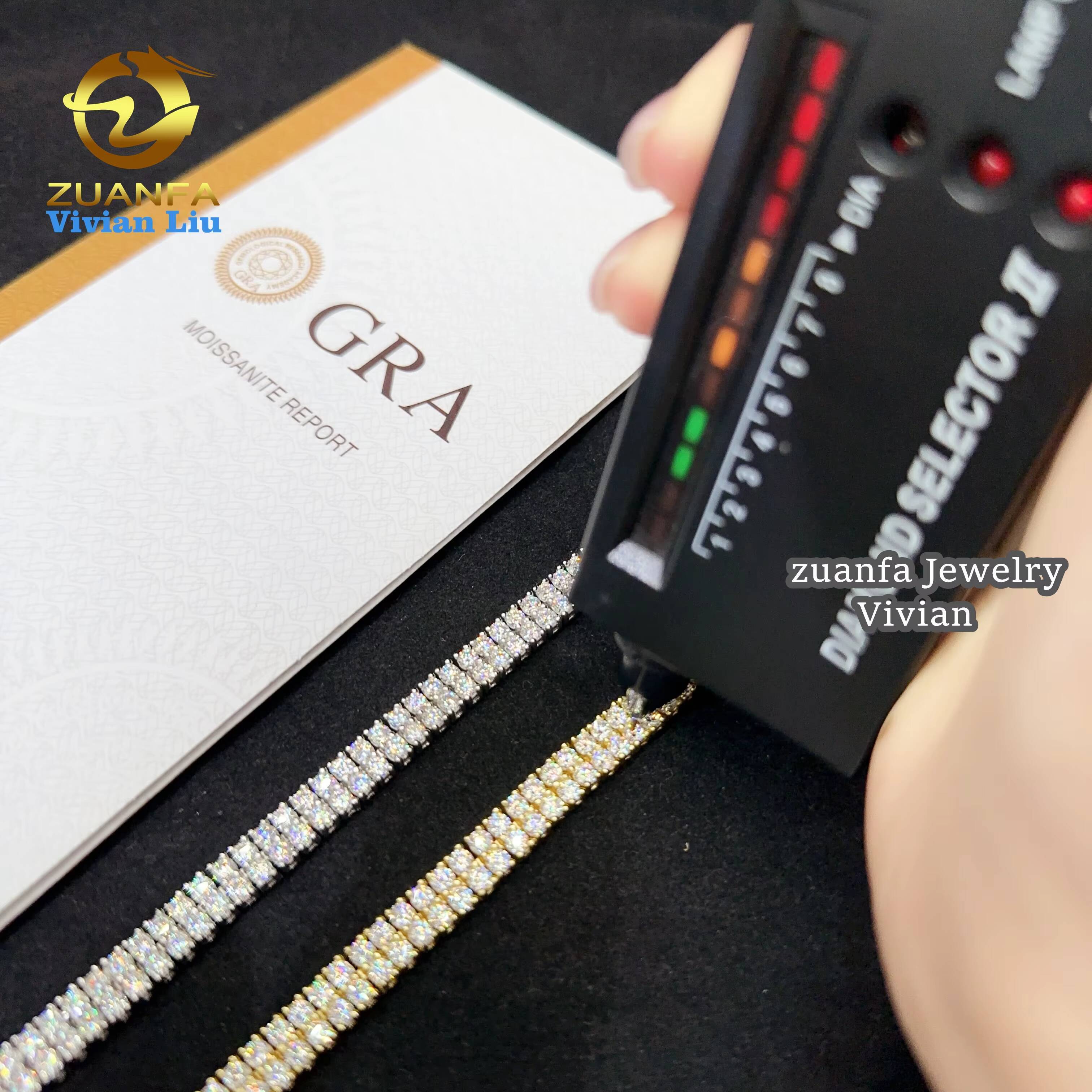 Ready to Ship Tennis Bracelet Silver Vvs Moissanite Lab Diamond Tennis Chain Hip Hop Iced Out Jewelry Necklace Bracelet