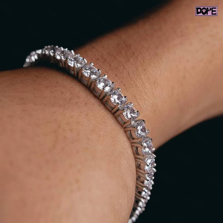 Wholesale 5mm Tennis Bracelet VVS Diamond Pass Diamond Tester S925 Silver Sparkle Moissanite Tennis Chain