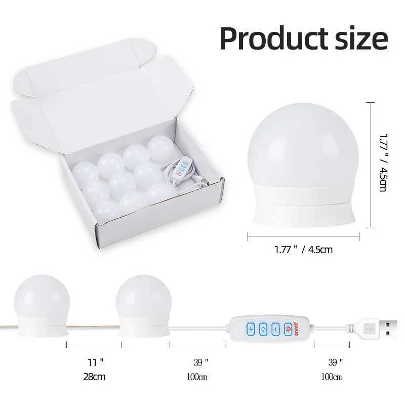 Mirror Vanity Lights Led Hollywood Style Makeup Mirror With Adjustable Bulbs for Bathroom Dressing Table Lighting LED Wall Lamp M251122