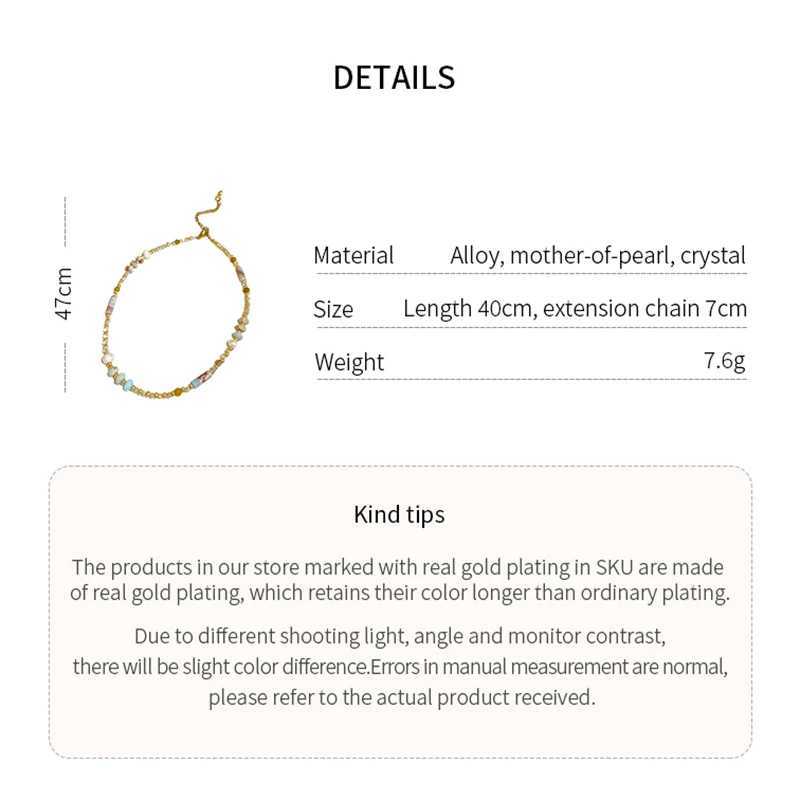 Bohemian Irregular Natural Stone Necklace Imitation Pearl Shell Beaded Necklace Womens Retro Jewelry Gift Y250422
