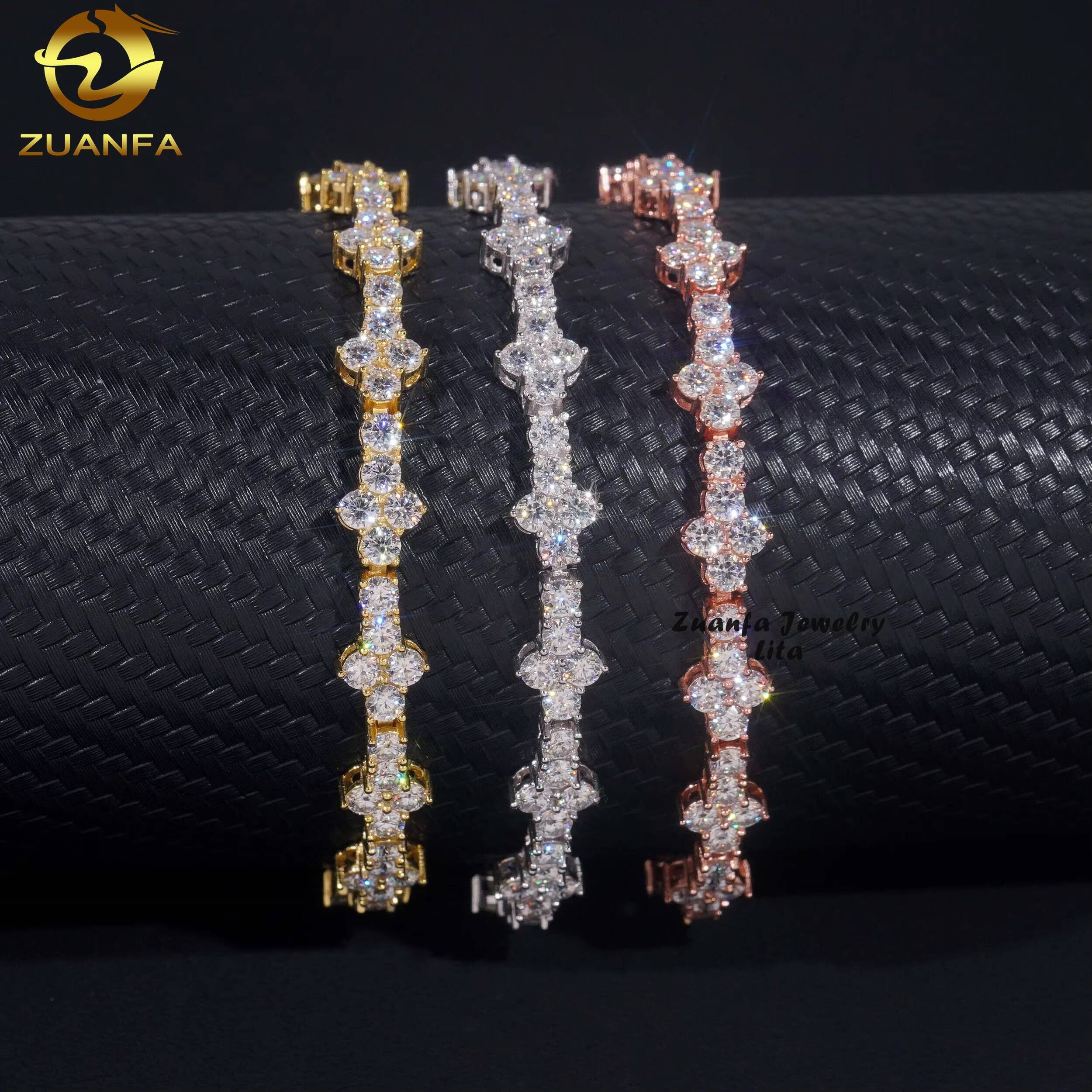 Hot Sale 925 Silver Pass Diamond Tester Gold Plated 3mm Cross VVS Moissanite Tennis Chain