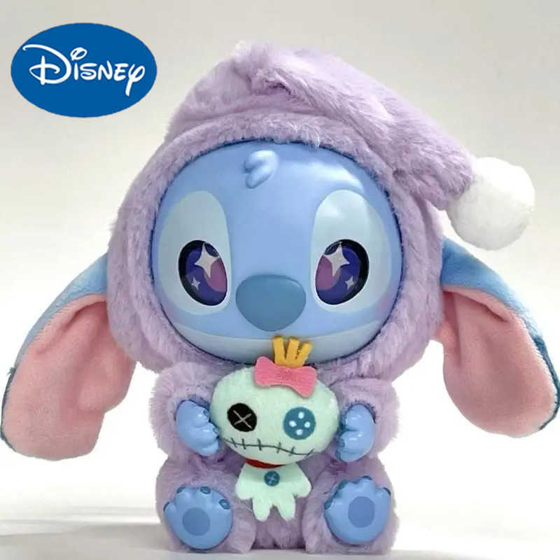 Disney In Stock Lilo Stitch Bedtime Eating Cute Vinyl Plush Doll Series Blind Box Desktop Decoration Mystery Box Gift Z250422