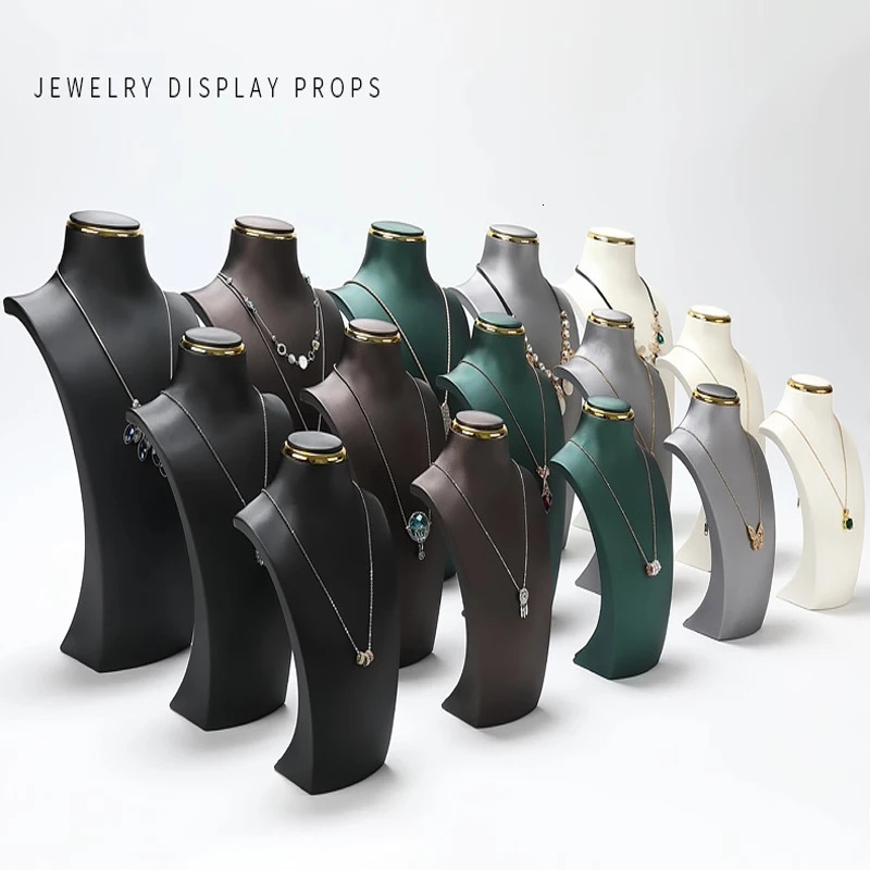 PU Leather Necklace Jewelry Display Stand Neck Bust Modelfor Boutique Store Po Props Counter Display Organizer 251118