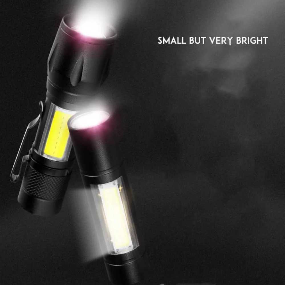 Portable Zoomable LED Flashlight Usb Rechargeable Mini Torch Lantern Emergency Outdoor Camping Flashlights Flash Light Cob Light C251122