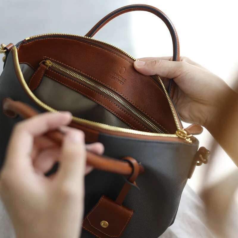 Women S Crossbody Female Handbag Nylon With Genuine Leather Shoulder Bag Large Capacity Tote For Work Bag