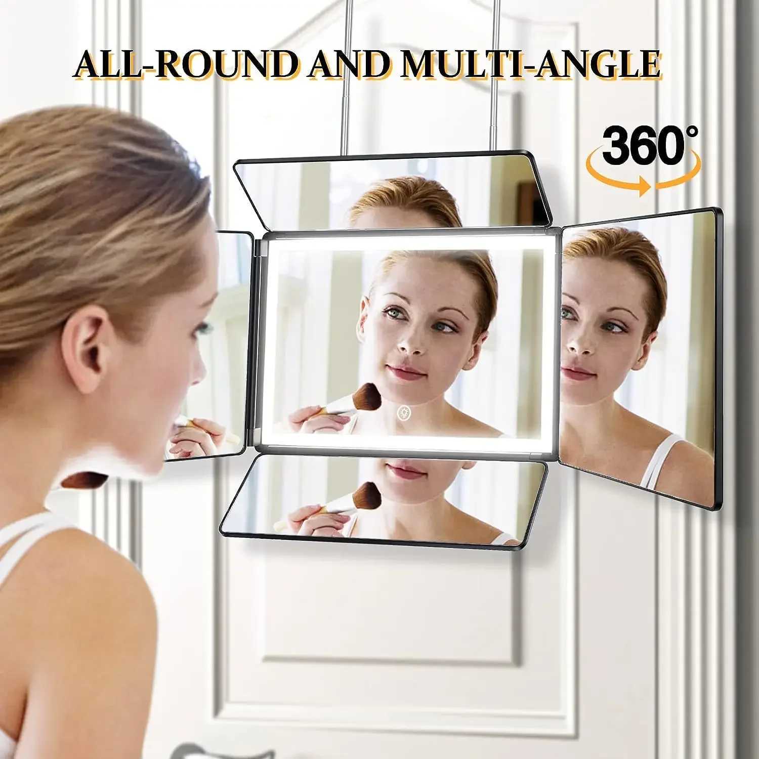 5 Way Mirror for Hair Cutting with LED Light360 Barber Mirrors with Adjustable Height BracketsMakeup Mirror for Self Cut M251122