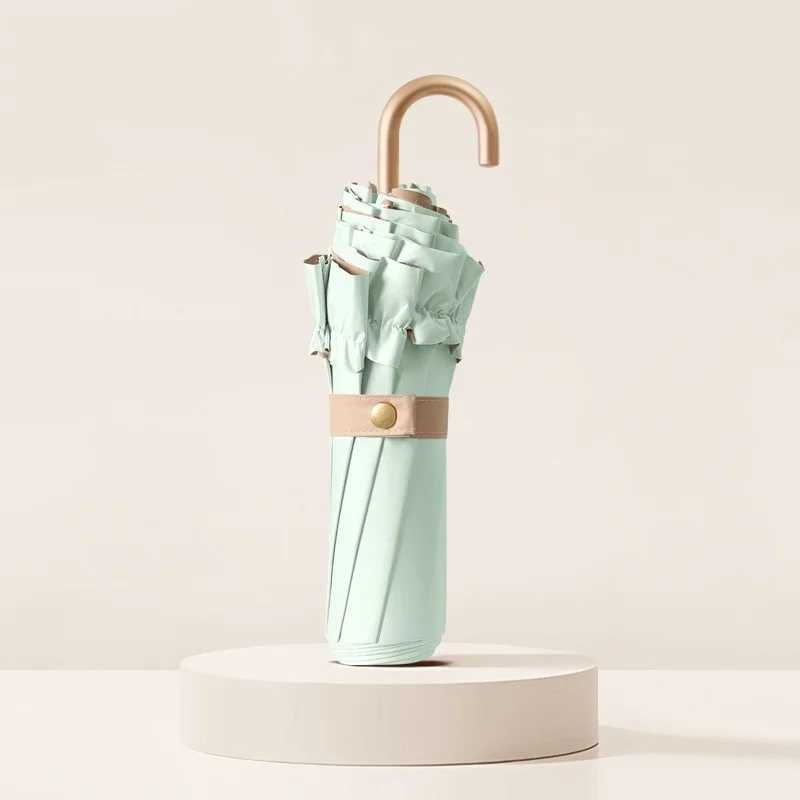 High-value lace sun protection portable sun umbrella small UV proof sunshade dual-purpose folding umbrella pure colorM251122