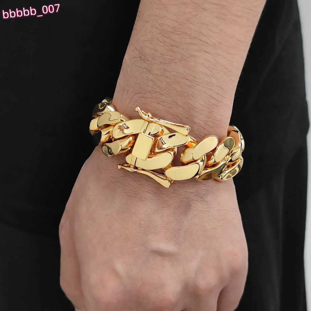 Mens 22mm Cuban Link Bracelet Hip Hop Heavy Brass Miami Cuban Link Chain Chunky Bracelet Jewelry For Boy Gift Drop Shipping