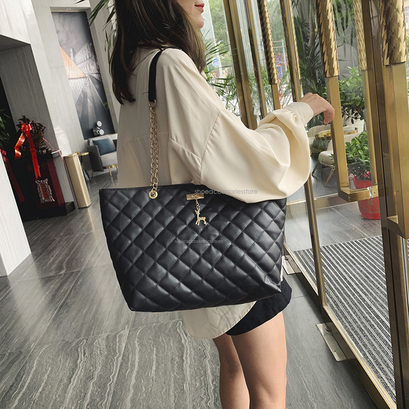 New 2025 Fashion Large Diamond Mesh Embroidery Thread And Chain Handbag Cross Shoulder Bag Women's Bag