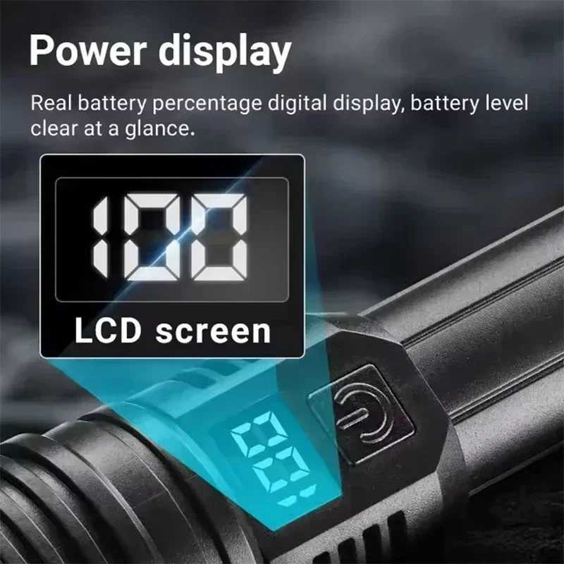 3000000LM Super Bright Flashlight Built-in Battery Rechargeable LED Flashlights High Power Torch Lamp for Camping Lantern C251122