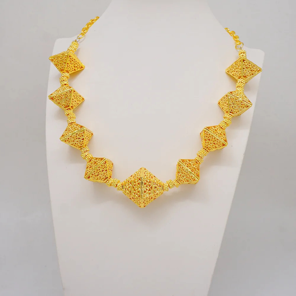 AU999 24K Gold Set Geometric streamline intertwined necklace chain asymmetrical earrings stackable bracelet ring trendy 251114