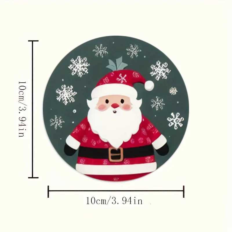 7PCS Christmas Santa Wood Coaster Set - Festive Holiday Drink Mats for Coffee Tea Perfect for Home Decor Restaurant Tables C251122