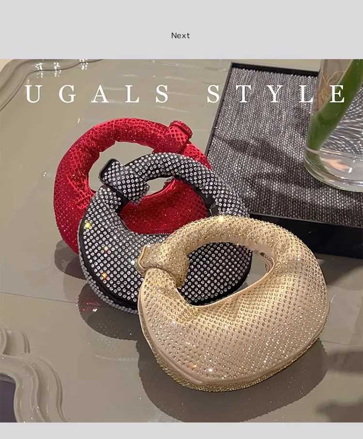 Crystal Shiny Diamonds Evening Bag Wedding Party Clutch Purse Luxury Satin Hobo Bag Fashion Womens Handbag Female Shoulder Bag K251121