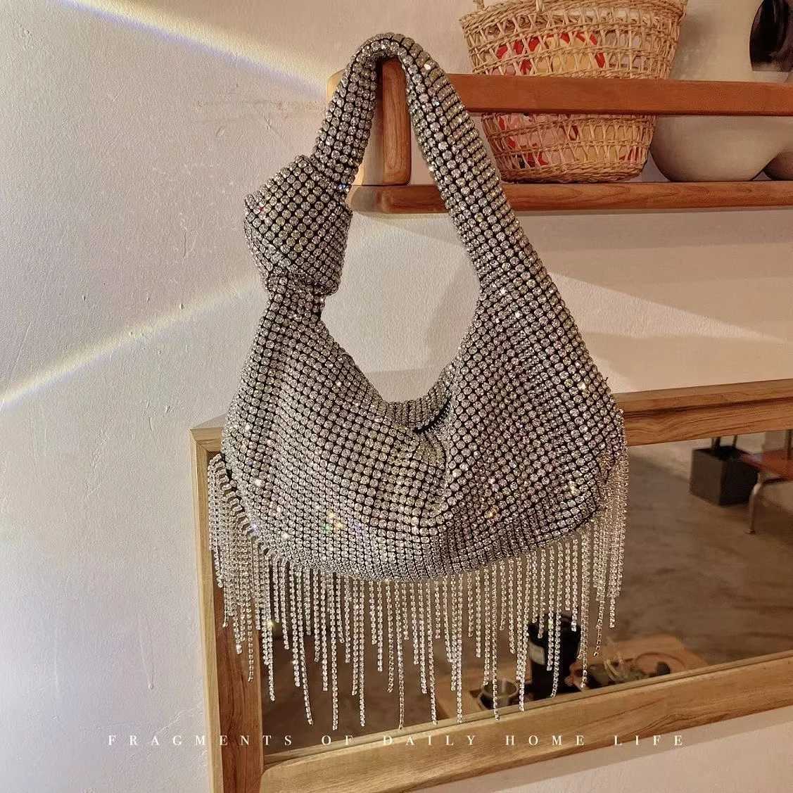Luxury Glitter Tassel Womens Handbag Crystal Shiny Rhinestone Diamond Evening Bag Wedding Party Clutch Purse Shoulder Bag K251121