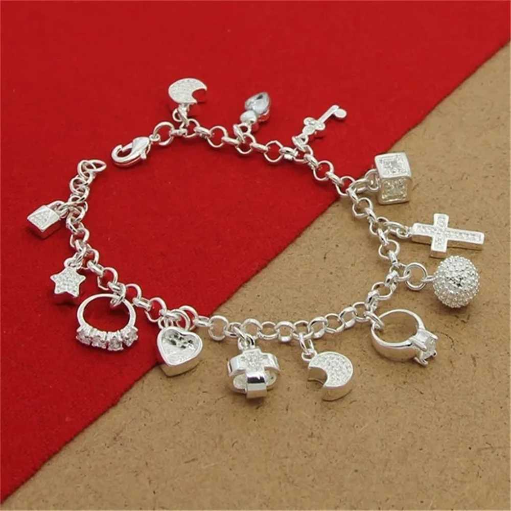 New 925 Sterling Silver Bracelet four-leaf Heart Snake Bone Bracelet For Women Men Charm Jewelry Gift J251122