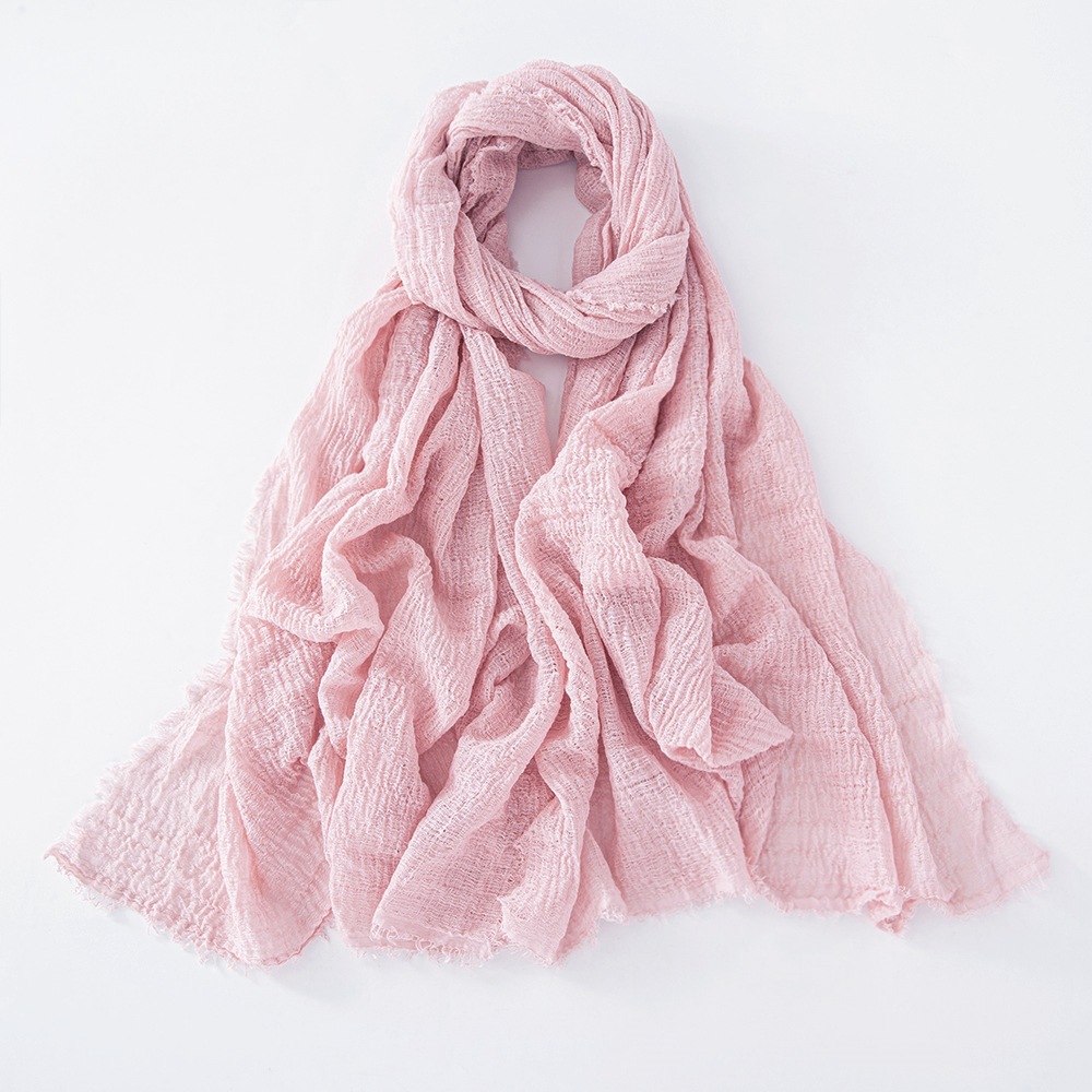 K478 New cross-border cotton and linen scarf for women in spring and autumn, pure color sun protection and warm shawl, simple retro fur Japanese and K