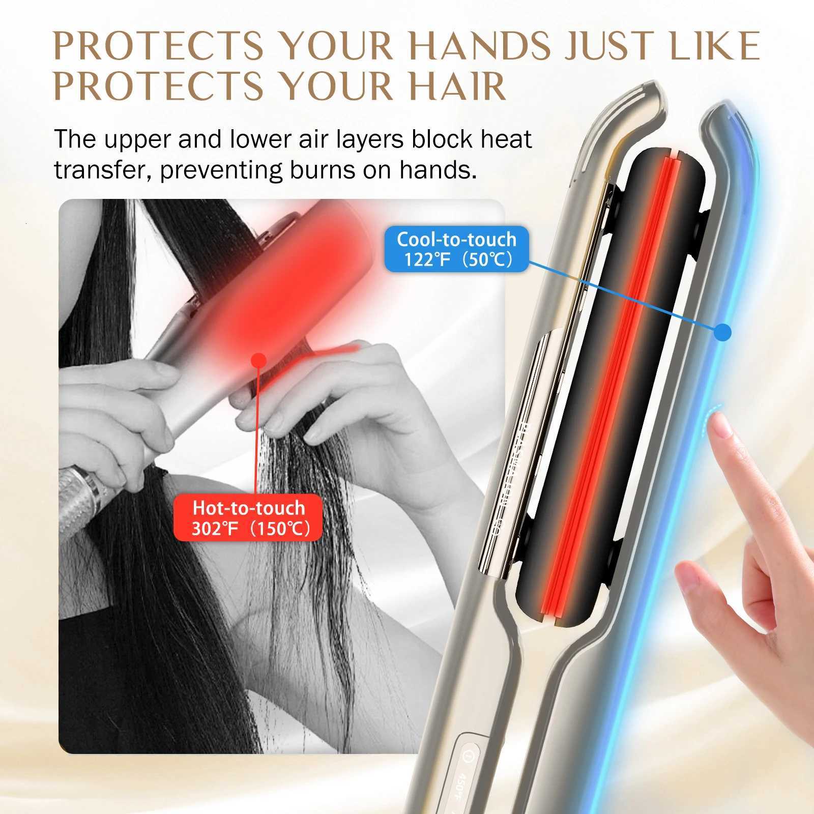 RUCHA Hair Straightener 450F Plasma and Air Suspension Plate Flat Iron Anti-scald Smooth Frizz Hair Irons Dual VoltageT251122