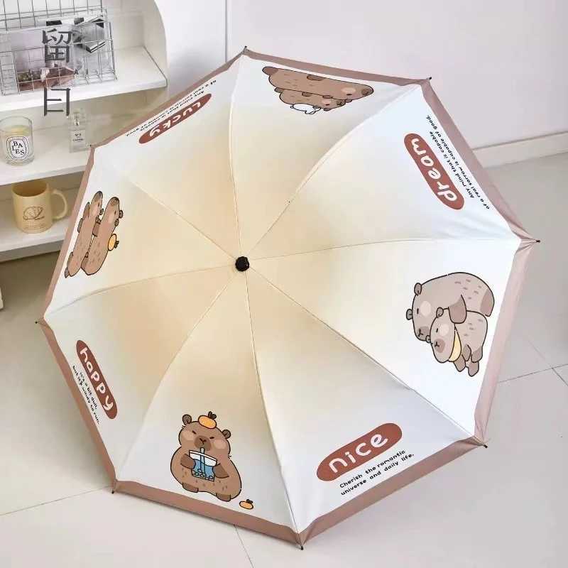 Kapibala fully automatic vinyl sunshade dual-purpose sunshade umbrella folding reinforcement student rain umbrellaM251122