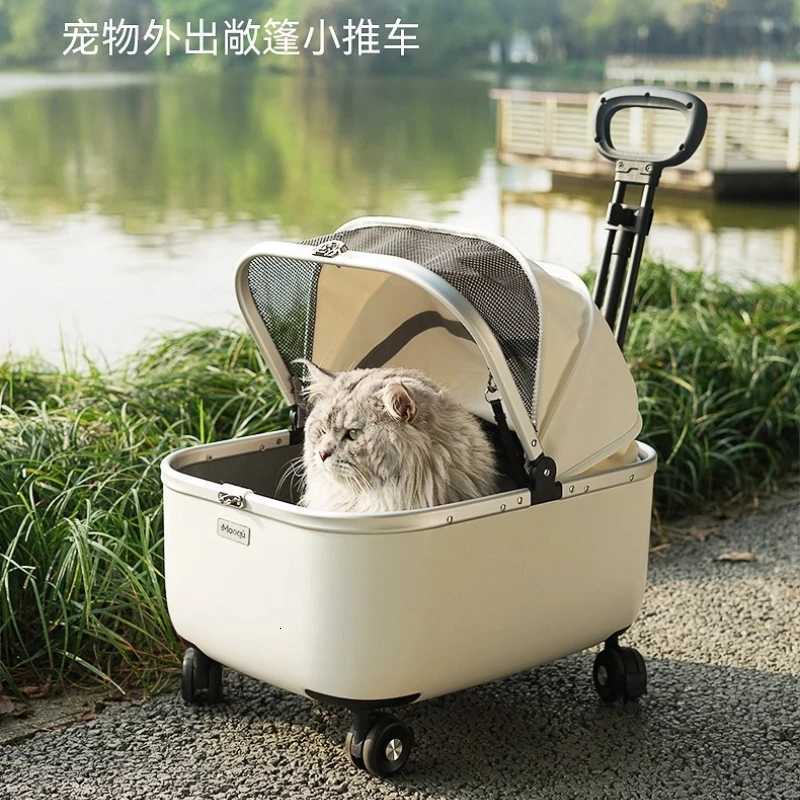 Stylish Pet Stroller for Dogs and Cats Large Capacity Cat Travel Carrier Telescopic Pull Rod Dog Trolley Spacious Pet Push CartM251122