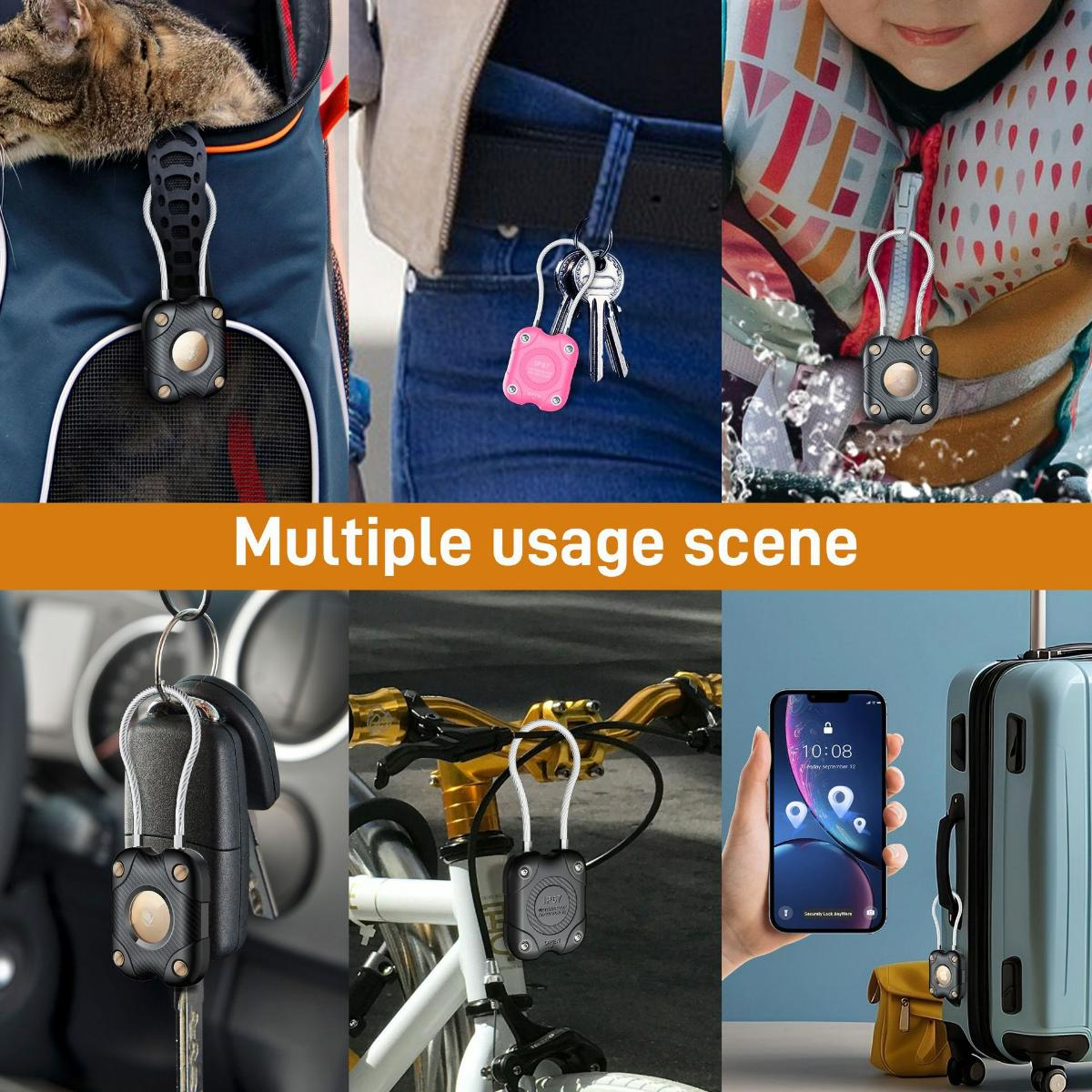 Waterproof Airtag protective case cover for Apple AirTag anti-lost device, wire rope lock, schoolbag lock, suitcase.