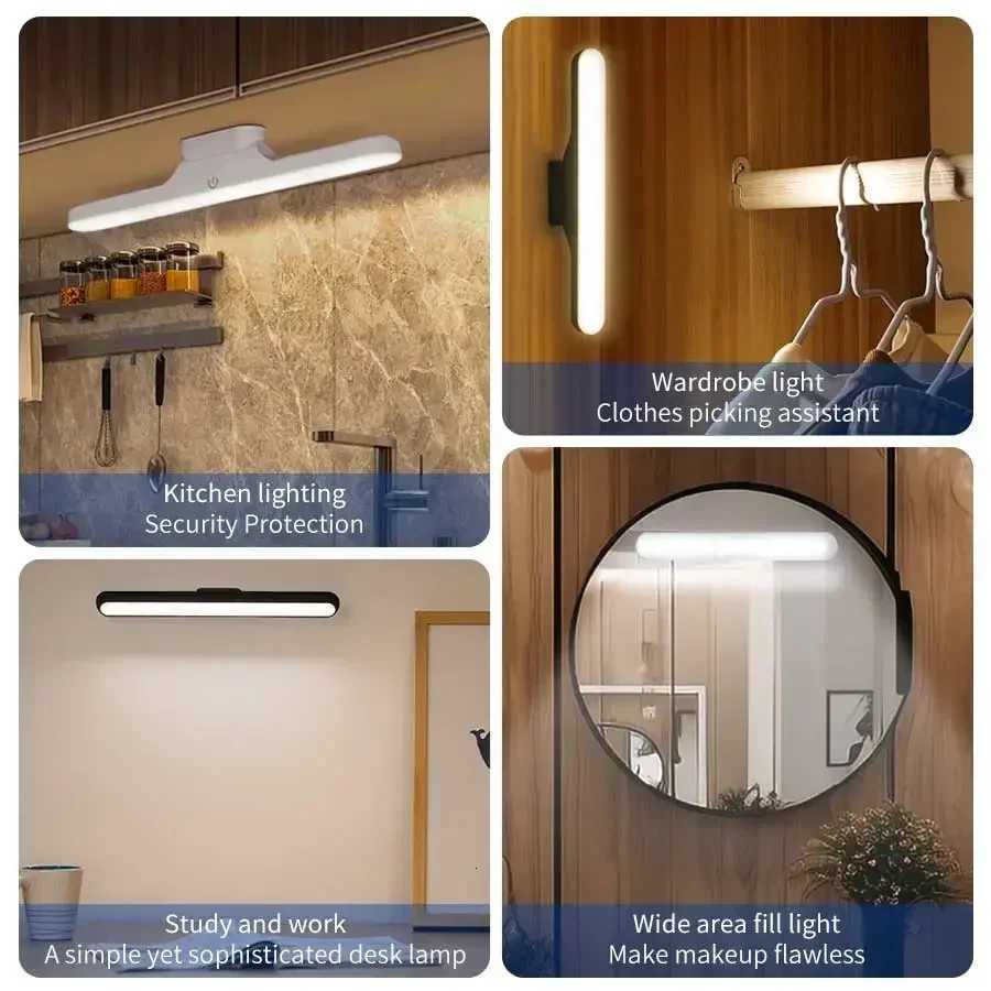 LED Mirror Front Makeup Light Rechargeable Magnetic Eye Protection Reading Lamp Touch Wall Light for Dormitory Wardrobe Lighting M251122