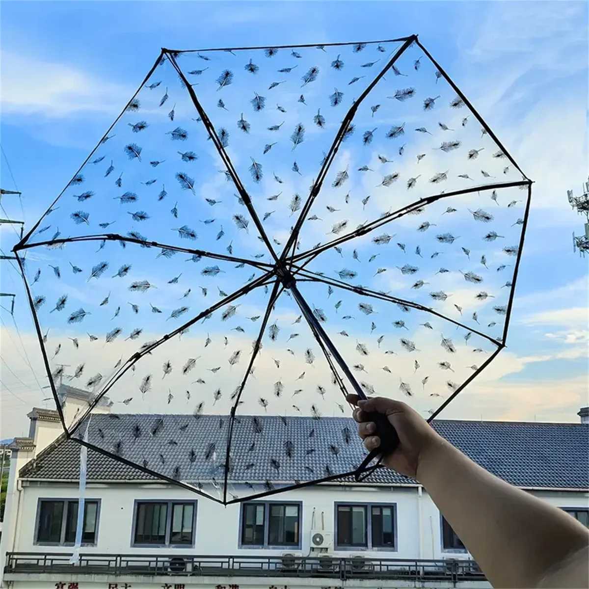 Large Transparent Automatic Umbrella DIY Painting Foldable Rain Umbrella for Adults Kids Art Craft Waterproof CanopyM251122